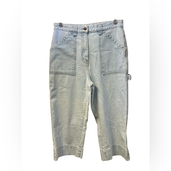 bill blass Pants - VTG 90s Bill Blass Jeans Capri Carpenter High Rise Wide Leg Blue Denim Sz 10